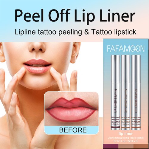 Dulele 3PCS Lip Liner Set, Peel Off Lip Liner Tattoo, Peel Off Lip Stain, Long Lasting Waterproof Lip Stain Peel Off, Transfer Proof Matte Finish Lip Gloss (B, M)