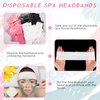 120 Pieces Disposable Headbands for Facials Spa Headbands with Convenient Closure Stretch Non Woven Skin Care Hair Band Soft for Women Salons Face Washing, Shower, Pink, Black, White