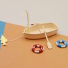 Ciieeo 1 Set of Miniature Boat Figure Plastic Fishing Boat Swimming Ring Chinese Style Boat Model Ocean Beach Fairy Garden Micro Landscape Dollhouse Ornament
