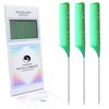 Vellen Hair Professional 9 Inch rat tail combs for hair stylists, PEI Material 430°F Heat Resistant and Antistatic, Pin tail comb with Long stainless steel for parting, styling and highlighting - 3 Pack (Green-Transparent)