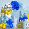 Blue and Yellow Balloon Arch Kit 140 PCS Royal Blue White Silver Balloon Garland Kit Pastel Blue Party Balloons for Birthday Baby Shower Party Decor