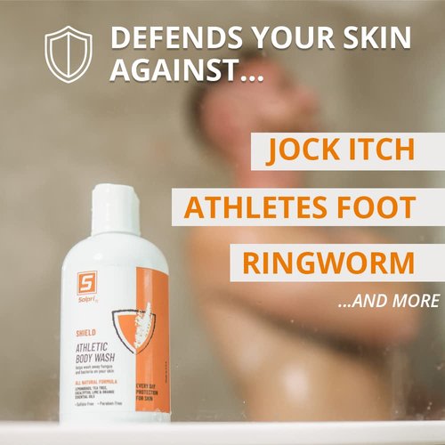 Solpri Shield Athlete's Body Wash Sulfate Free with Lemongrass, Tea Tree, Eucalyptus Oils 8 Fl Oz