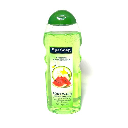 Spasoap Body Wash, With Soft Refreshing Scent Extra Moisturizing and Deep Cleansing with shea & Vitamin E (1 count) 20FL oz each; Body soap smooth feeling (Cucumber Melon)