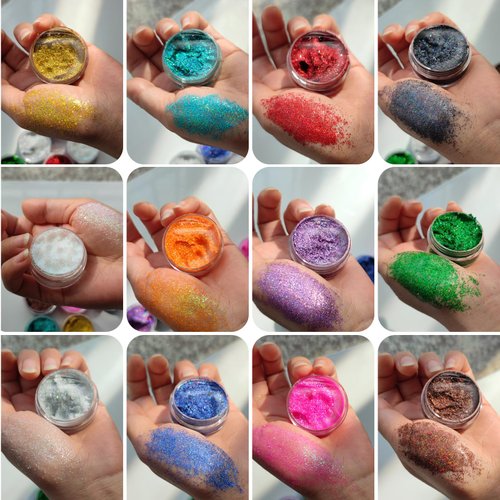 YGQQOY Body Glitter, Face & Body Glitter Gel, Face Glitter Makeup, Hair Glitter, Festival Rave Fine Glitter, 12 Colors