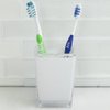 Home Basics Break-Resistant Plastic Toothbrush Holder Tumbler for Bathrooms, White