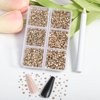 Beadsland 7200pcs Flatback Rhinestones,Gold Rhinestones Nail Gems Round Crystal Rhinestones for Crafts,Mixed 6 Sizes with Wax Pencil Kit, SS3-SS10,Golden Shadow