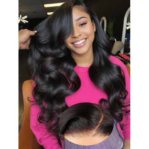 Monaluxe Glueless Wigs Human Hair Pre Plucked Pre Cut Body Wave Human Hair Wig 6x4 Ready to Go HD Lace Closure Wigs Human Hair Lace Front Wigs Human Hair Bleached Knots 200 Density 20''