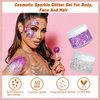 Boko 50ML Body Glitter Gel, Iridescent Mermaid Chunky Glitter Gel for Face Hair Body Snow Flake Makeup, Cosmetic Face Glitter Sequins for Christmas Festival Concert Party Cheer Rave Accessories