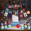 77Pcs Nautical Party Supplies for Boys Nautical Party Decorations Nautical Happy Birthday Banner Cupcake Toppers Balloons for Kids Girls Baby Shower Nautical Theme Birthday Party Decoration Supplies