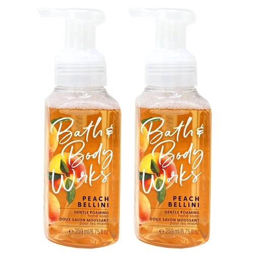 Generic Bath and Body Work PEACH BELLINI 2 Pack Gentle Foaming Hand Soap Set - 8.75 fl oz / 259 mL each, orange