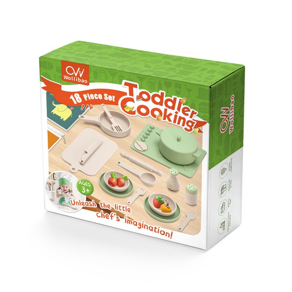 Wollibao Safe Play Kitchen for Toddlers 1-3, Toy Kitchen Sets Kids Kitchen Accessories Toddler Kitchen Tools Kids Cooking Sets Utensils Cooking Toys Set for Kids