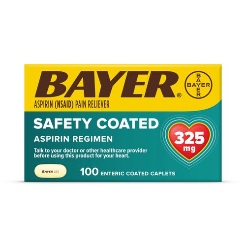 Bayer Aspirin Pain Reliever/Fever Reducer, Adult Low Strength Regimen, 100-Count Caplets