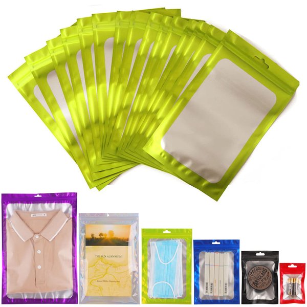 CAKKA Resealable Smell Proof Bags, 50PCS 10x15 Inch Mylar Ziplock Odor Proof Bag, Small Aluminum Foil Pouch for Storage Good Candy Jewelry Cookies (Green)