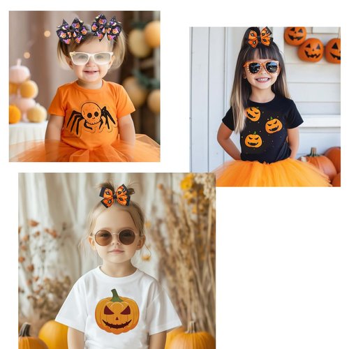 4 PCS Halloween Hair Clips Bows for Girls Halloween Spider Cat Hair Clips Orange Purple Grosgrain Ribbon Bows Halloween Cat Glitter Hair Accessories for Halloween Party Decoration Supplies