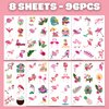 96 PCS Flamingo Temporary Tattoos Sticker Hawaiian Summer Tropical Luau Birthday Party Decorations Supplies Favors Gifts Girls Boys Baby Showers Prizes Cute Tattoo School Reward Themed