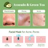 ANAI RUI Green Tea Face Mask with Avocado, Clay Facial Mask for Acne, Detox, Face Cleansing Mask, Hydrating, Nourishing, Soothing, 120g/4.23 oz