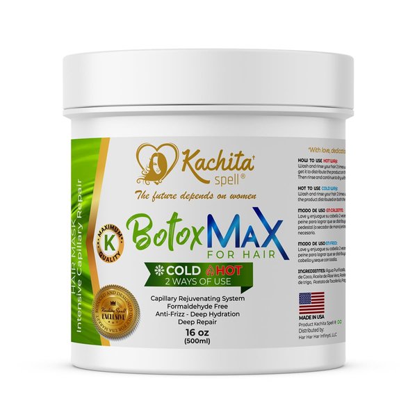 Kachita Spell Botox Hair Treatment - 16oz, Rejuvenates Dry/Damaged Hair, Reduces Frizz, Provides Deep Hydration, Volume Control, and Smoothness - Formaldehyde-free BotoxMax Formula