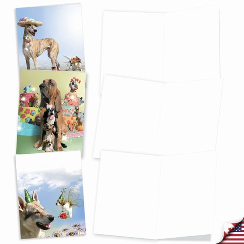 The Best Card Company - 10 Blank Dog Greeting Cards for All Occasions (4 x 5.12 Inch) - Puppy Love M6546OCB