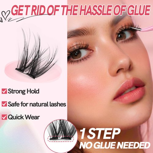 MLEN DIARY Self Adhesive Lash Clusters DIY Eyelash Extensions D Curl Natural 30Pcs Self Adhesive Cluster Lashes 10-14MM No Glue Individual Lashes Self Application at Home