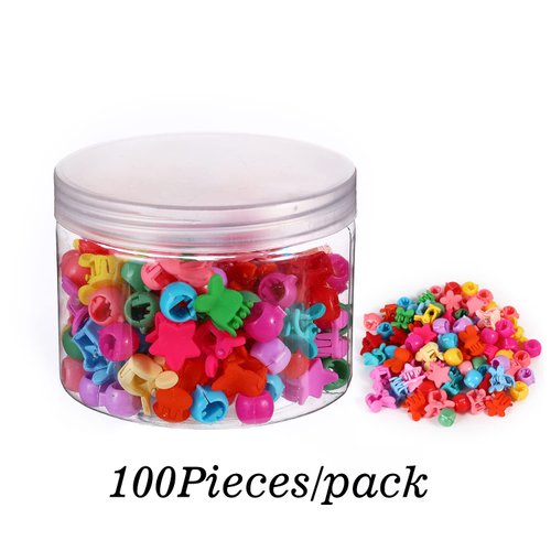 DIYOVNAK 100 Pieces/Pack Colorful Bead Mini Hair Claw Clips Clamps Small Plastic Hair Claws for Girls Women Accessory (CL220613-A 100pcs mix)