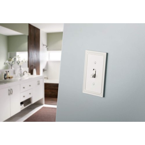 Franklin Brass Classic Beaded Wall Plate, Pure White Single Decorator Switch Cover, 3-Pack, W35060M-PW-C