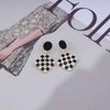 Sttiafay Vintage Black White Checkered Earrings Geometric Square Drop Earrings Square Checkered Earrings Black Disc Stud Earring Jewelry for Women