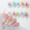 20 Pcs 3D Nail Charms Flower Nail Art Charms Pearl Petals Nail Gems and Rhinestones Handmade by Acrylic Nail Decorations Accessories for Women Girls Nail DIY Crafting Supplie
