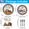Monster Truck Party Tableware Set Monster Truck Plates and Napkins Monster Truck Party Supplies Decorations for Kids Boys Monster Truck Theme Birthday party Supplies Serves 24