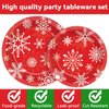 100 PCS Merry Christmas Tableware Set Christmas Theme Party Supplies Serves 25 guests Snowflakes Paper Plates Xmas napkins Bulk Christmas Dinnerware Set for Xmas Party Decorations Disposable Tableware
