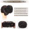 Bun Hair Pieces for Women, 100% Human Hair Messy Bun Hair Pieces Tousled Updo Hair Bun Extensions Wavy Curly Hair Wrap Ponytail Hairpieces Hair Scrunchies for Women Girls (Brown Black)