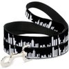 Dog Leash New York Solid Skyline Black White 4 Feet Long 0.5 Inch Wide
