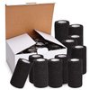 TOBWOLF 12PCS Self Adherent Bandage, 4"x5yd / 10cmx4.5m Cohesive Elastic Bandage Wrap, Breathable Sports Tape for Wrist Ankle Knee Leg Sprains Swelling - Black