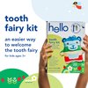 hello Tooth Fairy Kit with Tooth Fairy Door Hanger and Tooth Teddy Bear, Includes Full Size Fluoride Kids Strawberry Toothpaste and Kids Toothbrush, for Children Ages 3 and Up