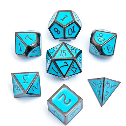 DND Metal Dice Set Role Playing 7PCS Dungeons and Dragons Dice Pathfinder RPG Games DND Dice,Metal dice Set d&d（Blue）