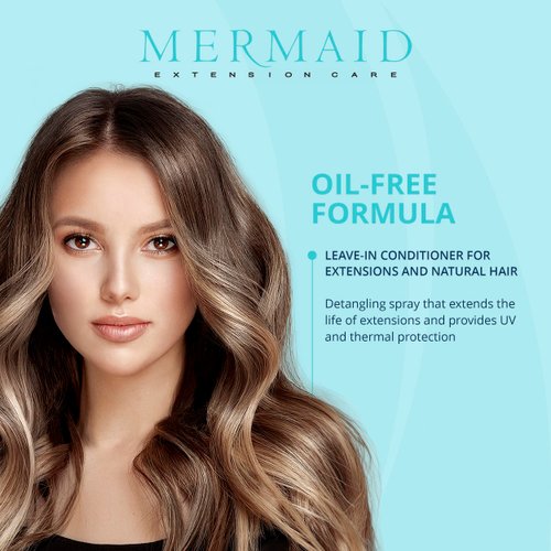 Mermaid Extension Care Leave-in Conditioner, Heat Protectant, Detangling, Moisturizing Formula for Hair Extensions, 8 fl oz