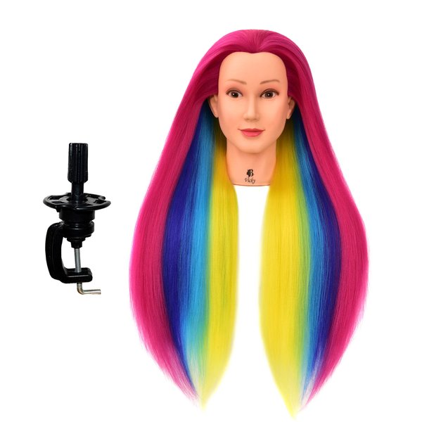 HairZtar 30" Synthetic Fiber Mannequin Head (Long and Thick) Hairdresser Training Head Manikin Cosmetology Head (VICKY+C)