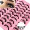 20 Pairs Russian Strip Lashes with Clear Band, D Curl Lash Strips that Looks Like Eyelash Extensions, Cat-Eye Lashes Natural Look Wispy False Eyelashes 4 Styles Volume Curly Lashes Pack by Heracks