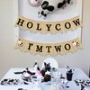 Holy Cow I'm Two Banner Farm 2nd Birthday Party Decoration Barnyard Burlap Garlands Western Boy Girl Second Birthday Supplies Black