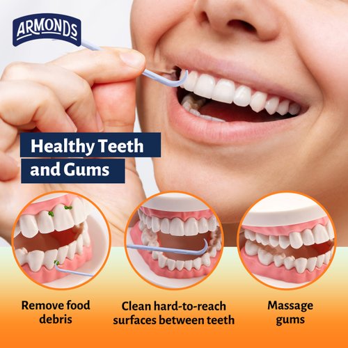 Armonds ProPicks Advanced Dental Picks for Teeth Cleaning - Disposable Plastic Toothpicks for Teeth & Gums - Clean & Reach Behind Teeth & Massages Gums - Fresh Mint Flavor - 3 Packages x 80 Toothpicks