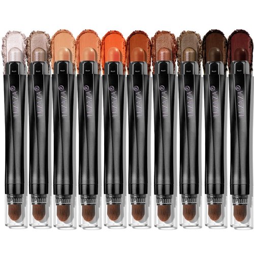 LUXAZA PRO 10PCS Eyeshadow Stick,Shimmer And Matte Brown Metallic Cream Eyeshadow Pencil Crayon with Smudge-proof & Waterproof,Eye Brightener Stick