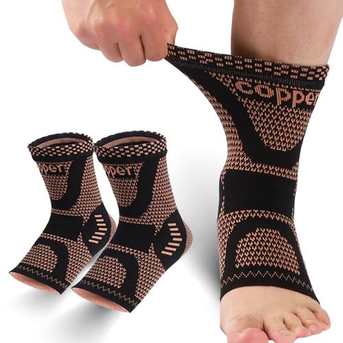 LISEPWU Copper Ankle Brace, Copper Infused Ankle Support Compression Sleeve for Men & Women, for Foot Pain Relief,Sprained Ankle, Achilles Tendonitis,Recovery, Daytime or Night Use(L)