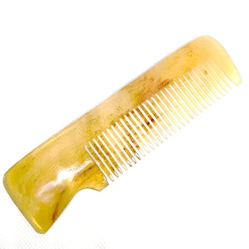 YOEIOCLR Natural Buffalo Horn Comb, 100% Handmade, Anti-Static, 5.04 Inch Pocket Size, Hair Comb, Fine Tooth Comb (1 package)