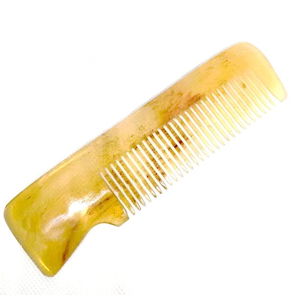YOEIOCLR Natural Buffalo Horn Comb, 100% Handmade, Anti-Static, 5.04 Inch Pocket Size, Hair Comb, Fine Tooth Comb (1 package)