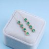 Allereyae Vintage Crystal Emerald Threader Earrings Emerald Square Stud Earrings Long Chain Tassel Dangle Earrings Gold Bar Pull Through Earrings Jewelry for Women