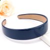 AHONEY Navy Blue Headband for Women Girls Glossy Vegan Leather Headband Non Slip 1.18" Wide Plain Head Band Solid Hair Band DIY Halloween Holiday Hair Accessories Gifts