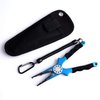 CRAZY SHARK Professional Saltwater/Freshwater Fishing Pliers Hook Remover Fishing Line Cutters with Sheath and Lanyard (Blue.T)