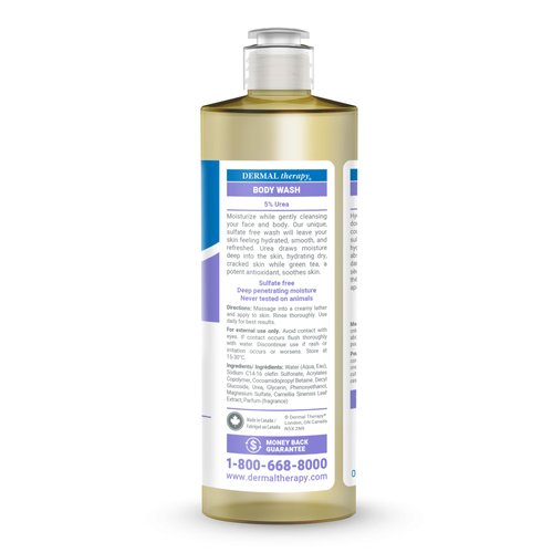 Dermal Therapy 2-in-1 Body Wash Moisturizing Cleanser - 5% Urea & AHA, Sulfate-Free - 16 Fl Oz / 474 ml