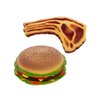 Rainbow Kinect Kole Squeaky Hamburger and Steak Dog Toy Quantity 2