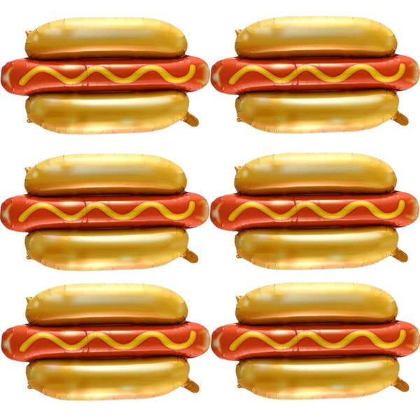 6PCS Hot Dog Balloon Food Themed Balloons, Hot Dog Decorations Balloons for Birthday, Baby Shower, Carnival, Fast Food Snacks BBQ Party Decorations