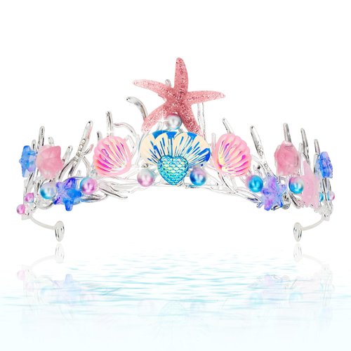 CIEHER Mermaid Crown for Women Girls Mermaid Headband Starfish Tiara Seashell Crown Mermaid Party...
